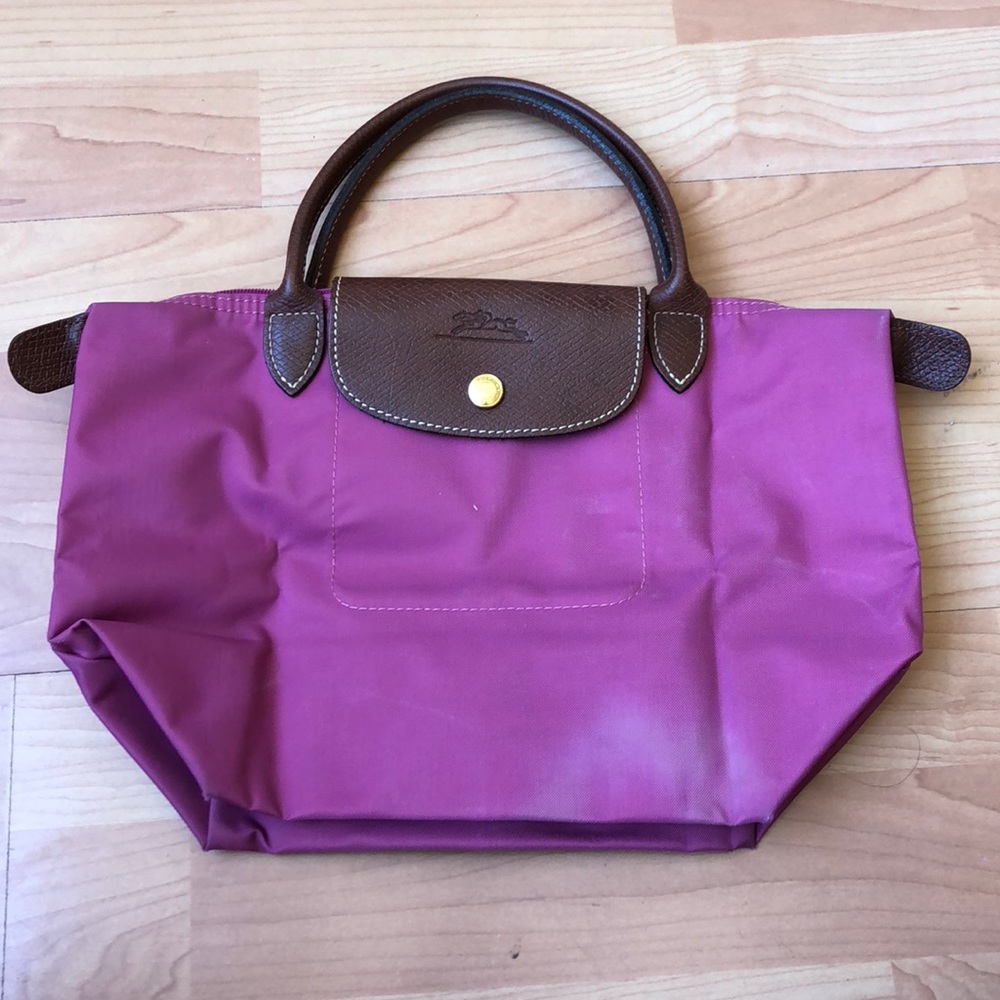 Magenta Longchamp Le Pliage Mini Nylon tote